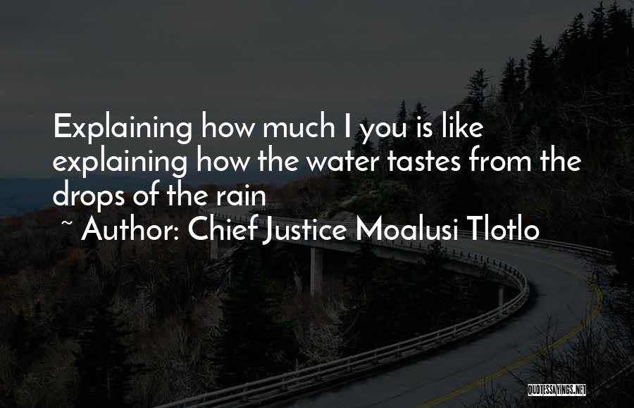 Chief Justice Moalusi Tlotlo Quotes: Explaining How Much I You Is Like Explaining How The Water Tastes From The Drops Of The Rain