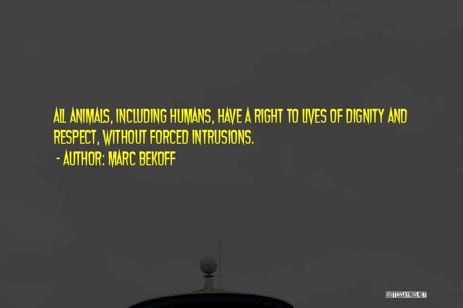 Marc Bekoff Quotes: All Animals, Including Humans, Have A Right To Lives Of Dignity And Respect, Without Forced Intrusions.