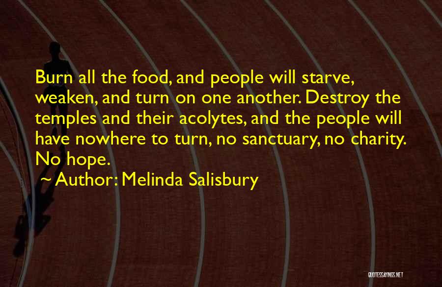 Melinda Salisbury Quotes: Burn All The Food, And People Will Starve, Weaken, And Turn On One Another. Destroy The Temples And Their Acolytes,