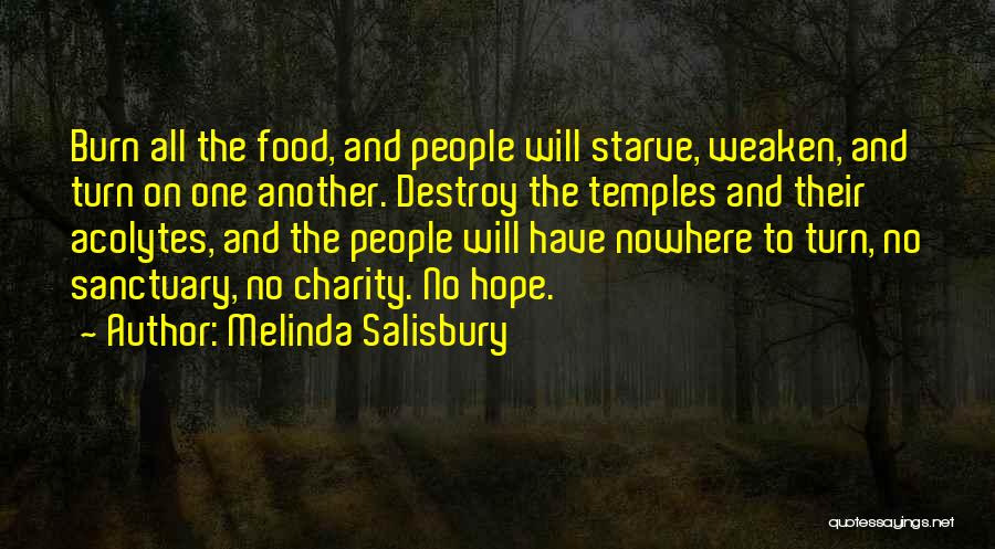 Melinda Salisbury Quotes: Burn All The Food, And People Will Starve, Weaken, And Turn On One Another. Destroy The Temples And Their Acolytes,