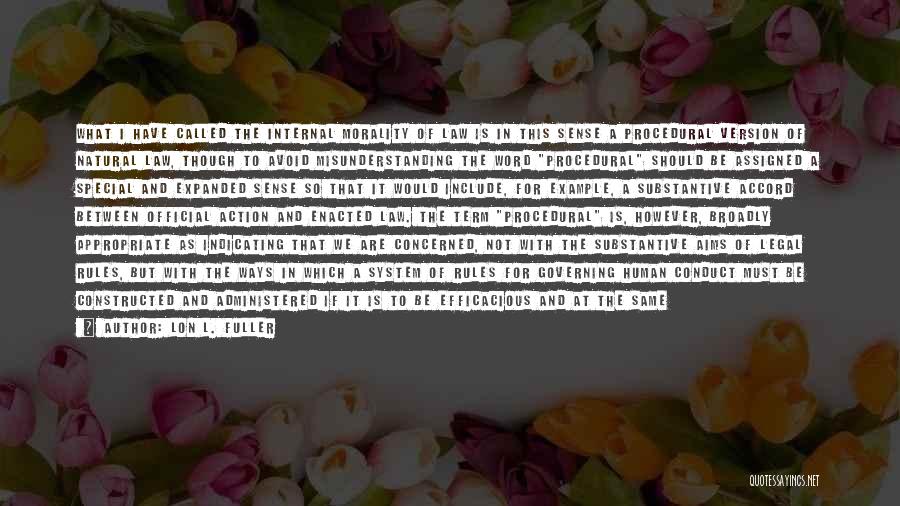 Lon L. Fuller Quotes: What I Have Called The Internal Morality Of Law Is In This Sense A Procedural Version Of Natural Law, Though