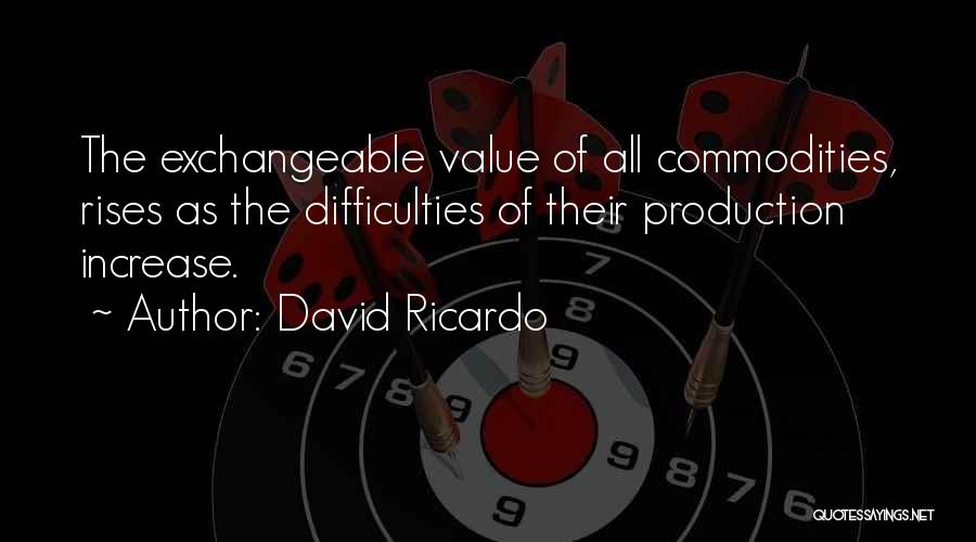 David Ricardo Quotes: The Exchangeable Value Of All Commodities, Rises As The Difficulties Of Their Production Increase.