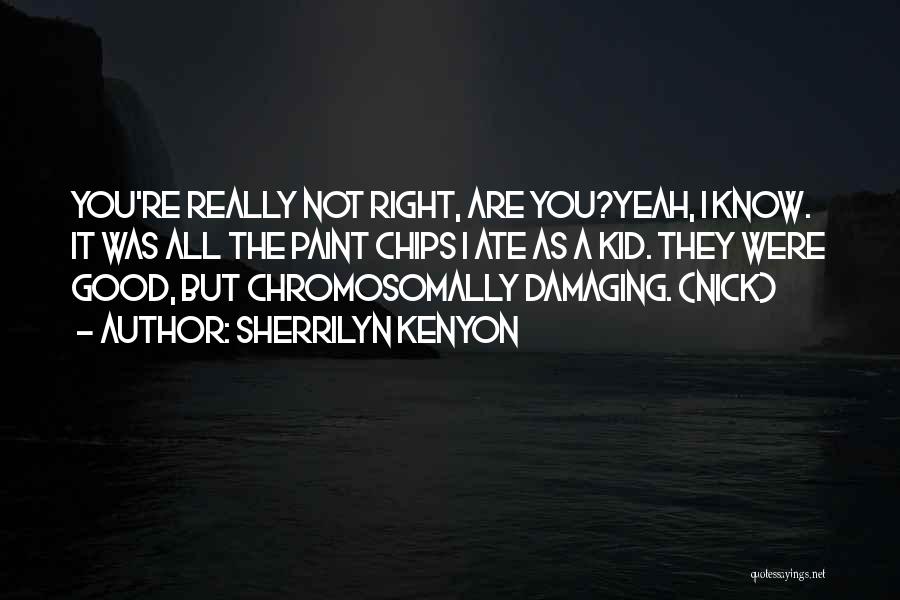 Sherrilyn Kenyon Quotes: You're Really Not Right, Are You?yeah, I Know. It Was All The Paint Chips I Ate As A Kid. They