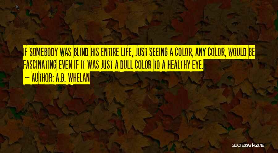 A.B. Whelan Quotes: If Somebody Was Blind His Entire Life, Just Seeing A Color, Any Color, Would Be Fascinating Even If It Was