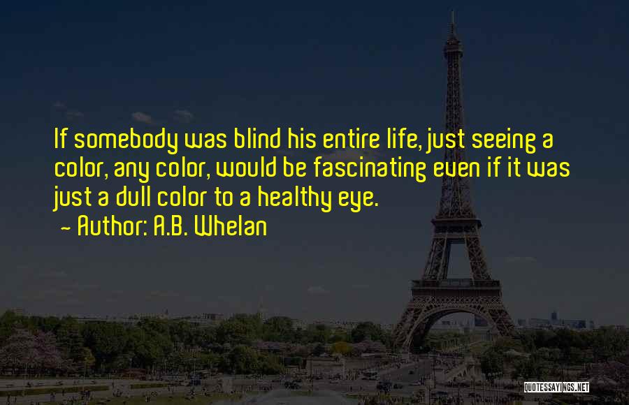 A.B. Whelan Quotes: If Somebody Was Blind His Entire Life, Just Seeing A Color, Any Color, Would Be Fascinating Even If It Was