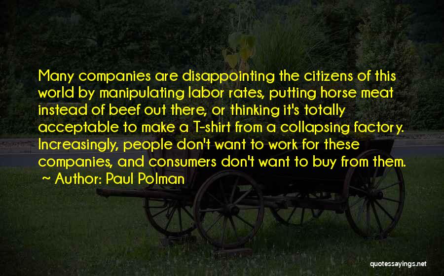 Paul Polman Quotes: Many Companies Are Disappointing The Citizens Of This World By Manipulating Labor Rates, Putting Horse Meat Instead Of Beef Out