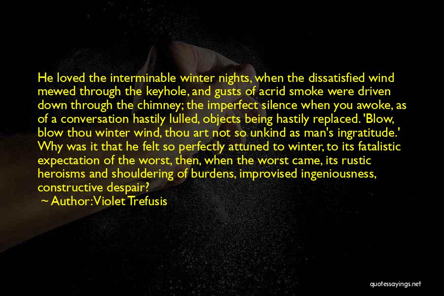 Violet Trefusis Quotes: He Loved The Interminable Winter Nights, When The Dissatisfied Wind Mewed Through The Keyhole, And Gusts Of Acrid Smoke Were