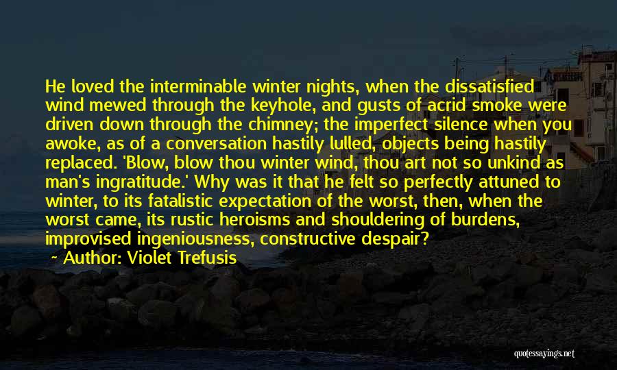 Violet Trefusis Quotes: He Loved The Interminable Winter Nights, When The Dissatisfied Wind Mewed Through The Keyhole, And Gusts Of Acrid Smoke Were