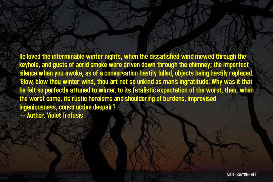 Violet Trefusis Quotes: He Loved The Interminable Winter Nights, When The Dissatisfied Wind Mewed Through The Keyhole, And Gusts Of Acrid Smoke Were