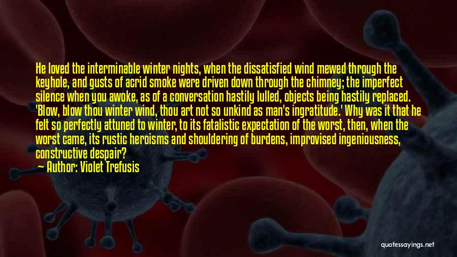 Violet Trefusis Quotes: He Loved The Interminable Winter Nights, When The Dissatisfied Wind Mewed Through The Keyhole, And Gusts Of Acrid Smoke Were