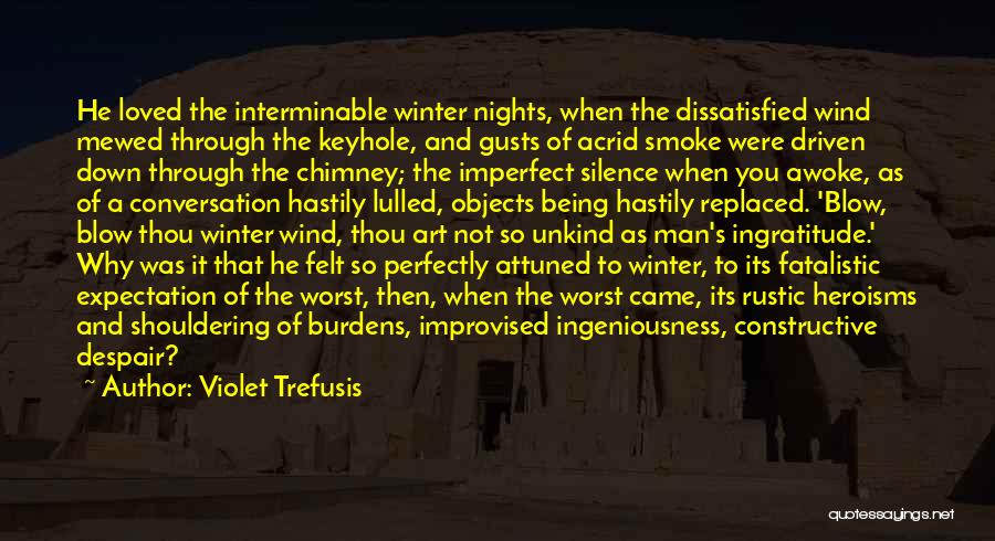 Violet Trefusis Quotes: He Loved The Interminable Winter Nights, When The Dissatisfied Wind Mewed Through The Keyhole, And Gusts Of Acrid Smoke Were