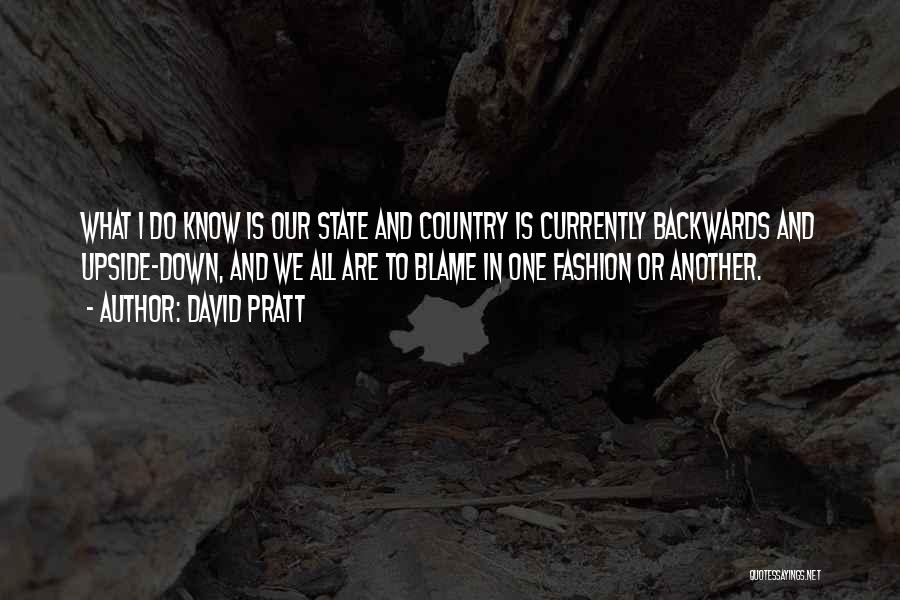 David Pratt Quotes: What I Do Know Is Our State And Country Is Currently Backwards And Upside-down, And We All Are To Blame