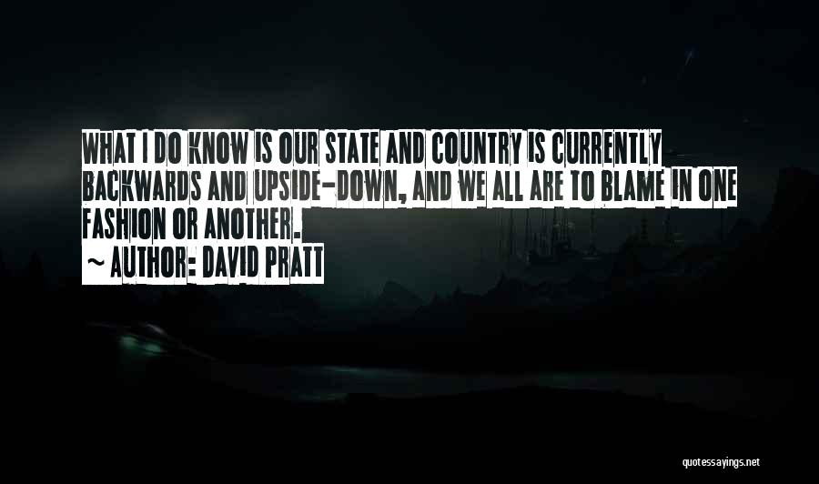 David Pratt Quotes: What I Do Know Is Our State And Country Is Currently Backwards And Upside-down, And We All Are To Blame