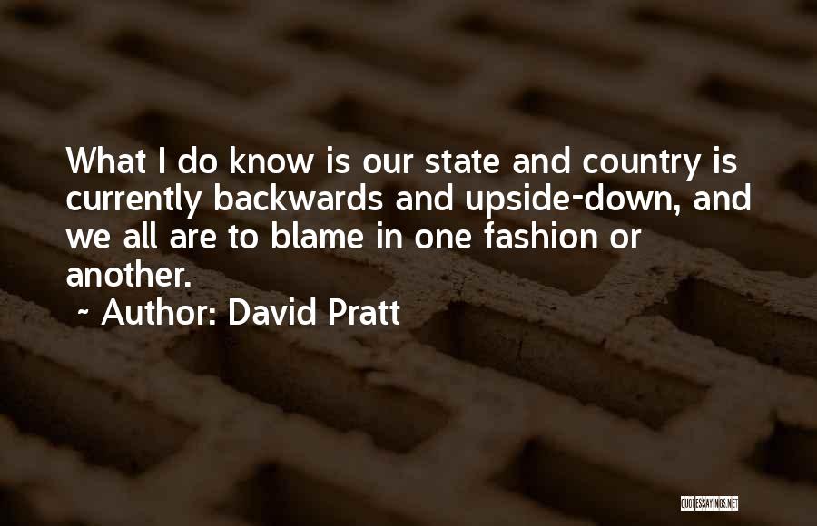 David Pratt Quotes: What I Do Know Is Our State And Country Is Currently Backwards And Upside-down, And We All Are To Blame