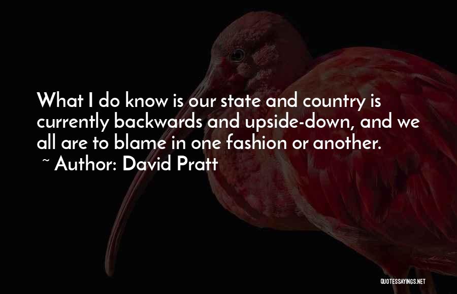 David Pratt Quotes: What I Do Know Is Our State And Country Is Currently Backwards And Upside-down, And We All Are To Blame