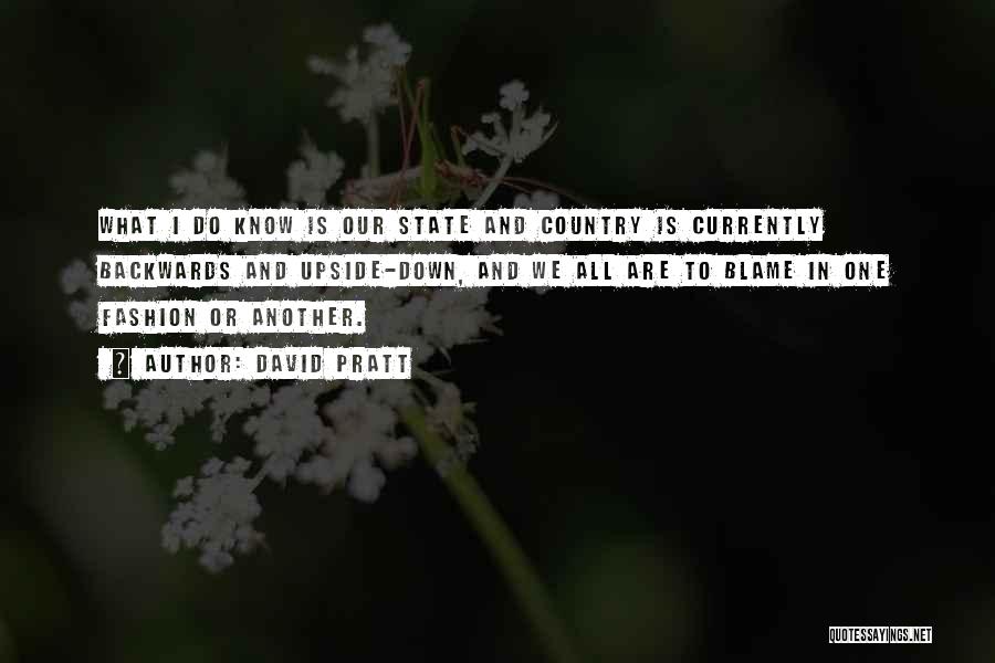 David Pratt Quotes: What I Do Know Is Our State And Country Is Currently Backwards And Upside-down, And We All Are To Blame