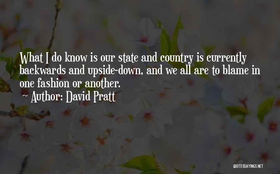 David Pratt Quotes: What I Do Know Is Our State And Country Is Currently Backwards And Upside-down, And We All Are To Blame
