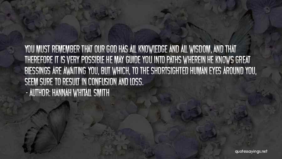 Hannah Whitall Smith Quotes: You Must Remember That Our God Has All Knowledge And All Wisdom, And That Therefore It Is Very Possible He