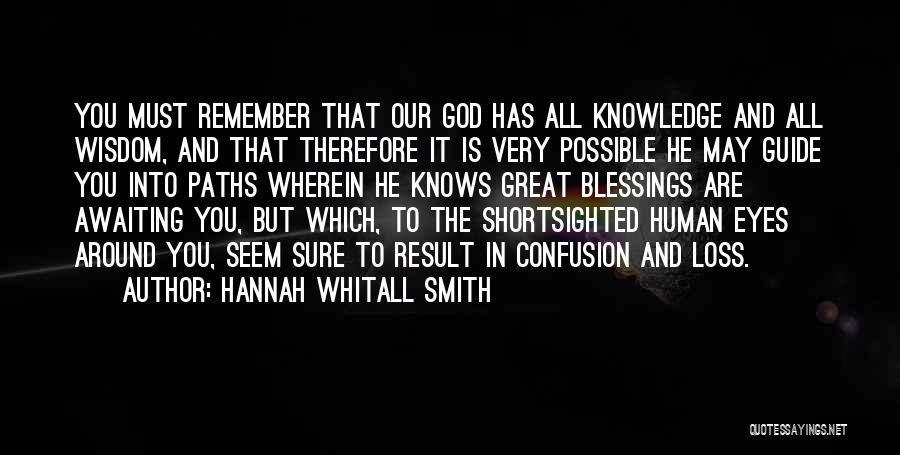 Hannah Whitall Smith Quotes: You Must Remember That Our God Has All Knowledge And All Wisdom, And That Therefore It Is Very Possible He