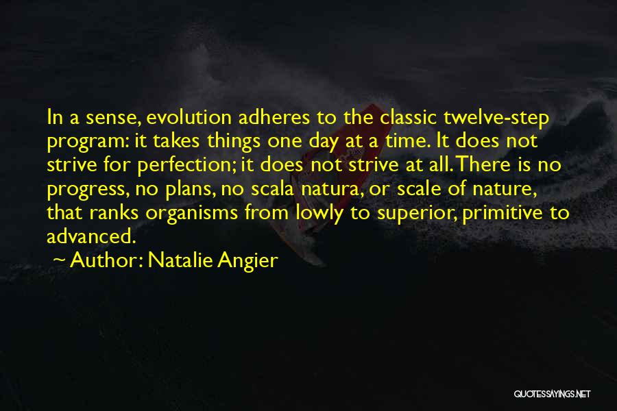 Natalie Angier Quotes: In A Sense, Evolution Adheres To The Classic Twelve-step Program: It Takes Things One Day At A Time. It Does