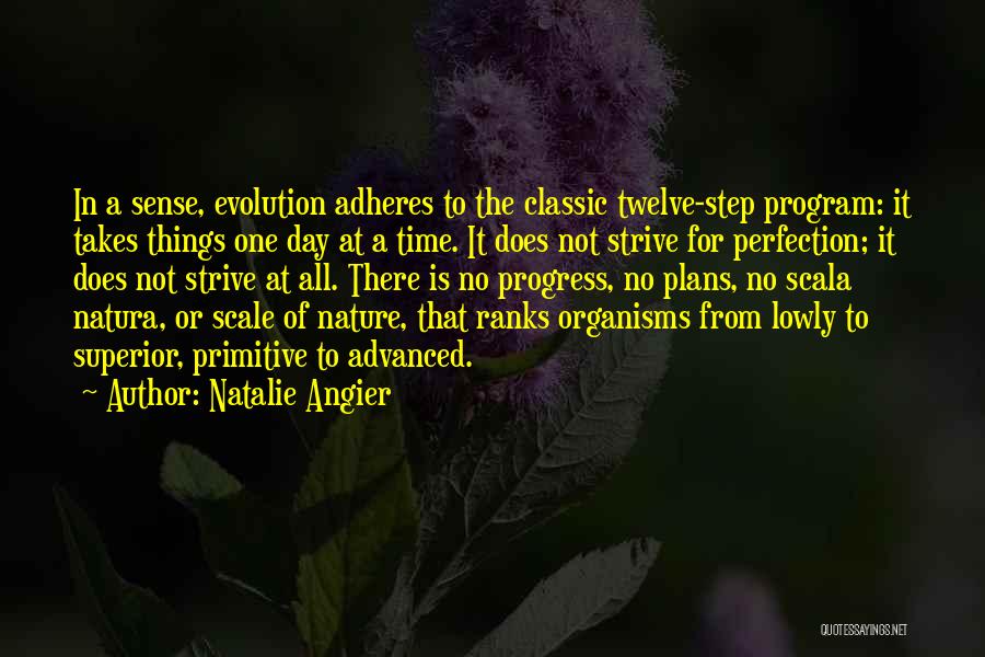 Natalie Angier Quotes: In A Sense, Evolution Adheres To The Classic Twelve-step Program: It Takes Things One Day At A Time. It Does