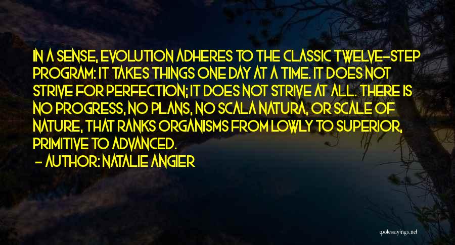 Natalie Angier Quotes: In A Sense, Evolution Adheres To The Classic Twelve-step Program: It Takes Things One Day At A Time. It Does