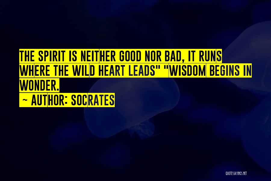 Socrates Quotes: The Spirit Is Neither Good Nor Bad, It Runs Where The Wild Heart Leads Wisdom Begins In Wonder.