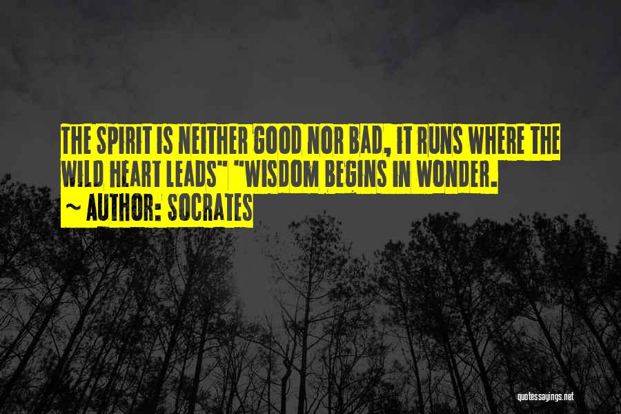 Socrates Quotes: The Spirit Is Neither Good Nor Bad, It Runs Where The Wild Heart Leads Wisdom Begins In Wonder.
