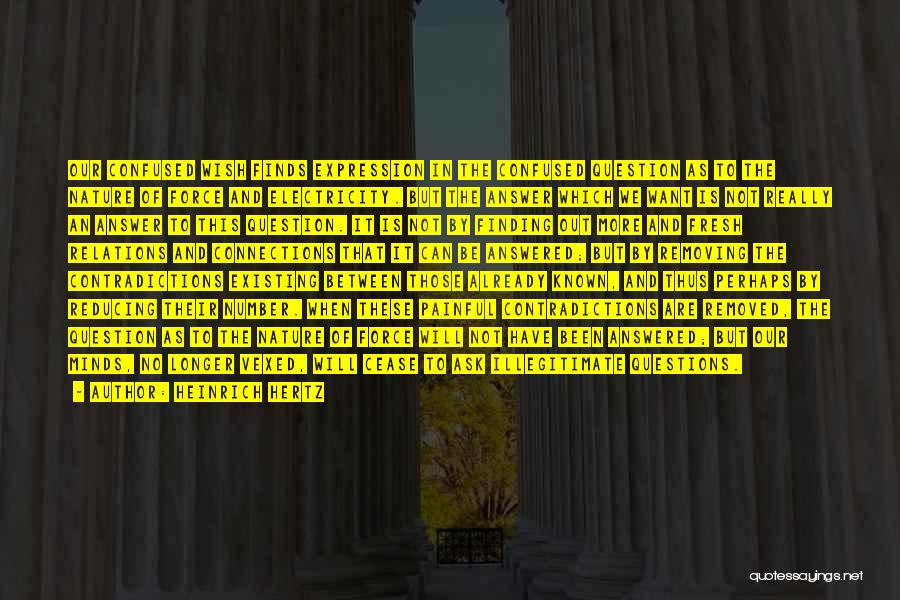 Heinrich Hertz Quotes: Our Confused Wish Finds Expression In The Confused Question As To The Nature Of Force And Electricity. But The Answer