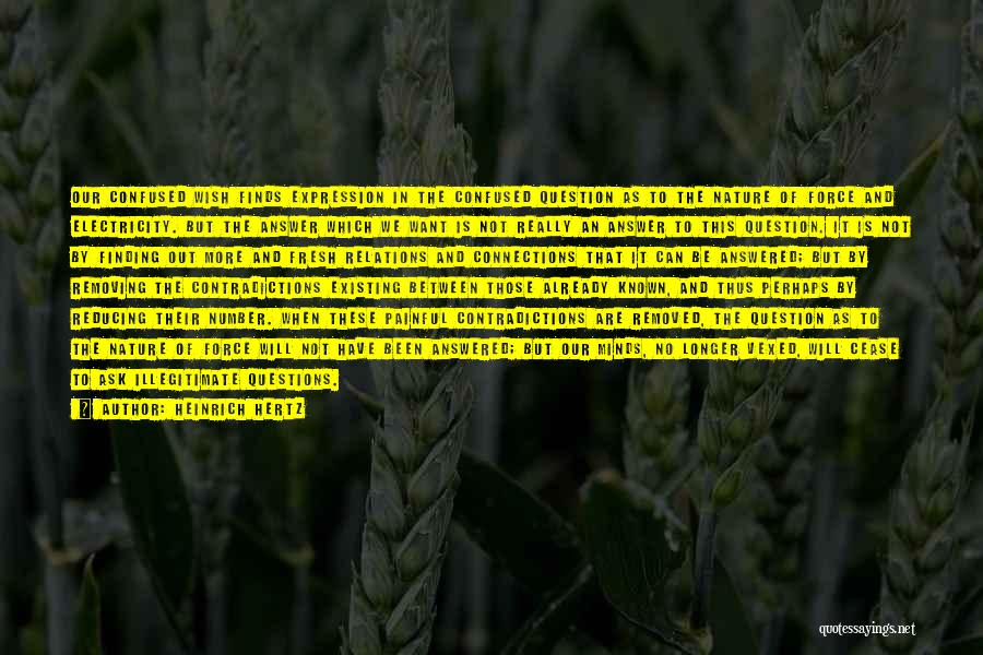 Heinrich Hertz Quotes: Our Confused Wish Finds Expression In The Confused Question As To The Nature Of Force And Electricity. But The Answer