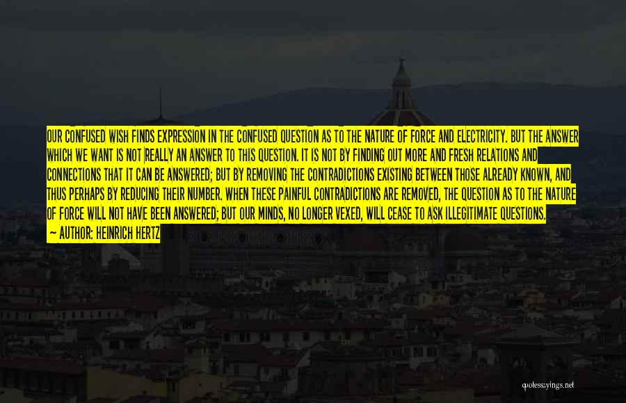 Heinrich Hertz Quotes: Our Confused Wish Finds Expression In The Confused Question As To The Nature Of Force And Electricity. But The Answer
