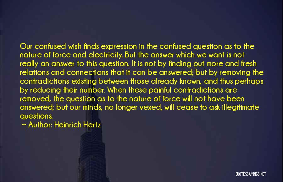 Heinrich Hertz Quotes: Our Confused Wish Finds Expression In The Confused Question As To The Nature Of Force And Electricity. But The Answer