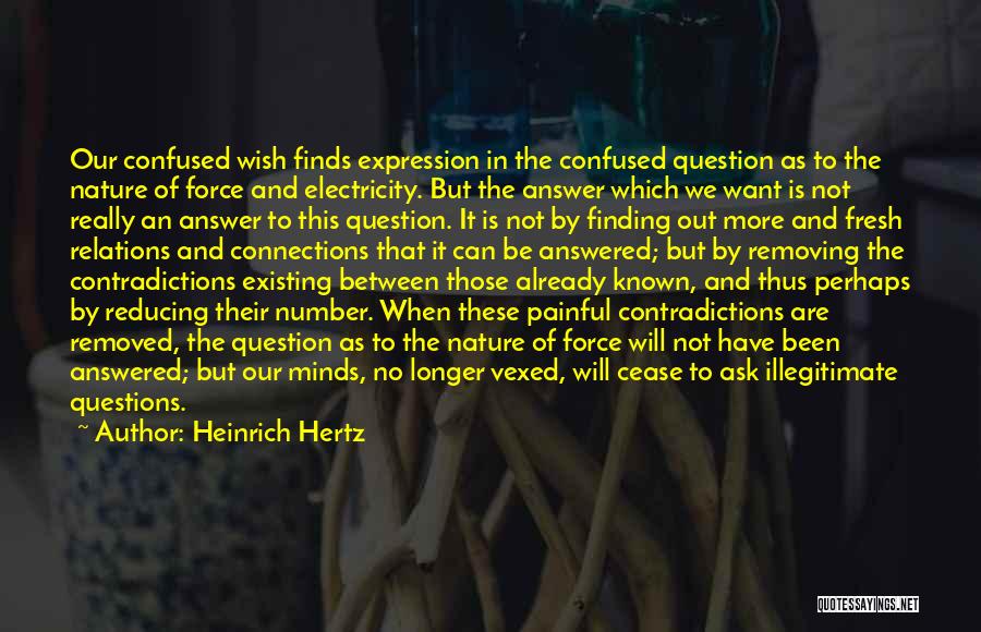 Heinrich Hertz Quotes: Our Confused Wish Finds Expression In The Confused Question As To The Nature Of Force And Electricity. But The Answer