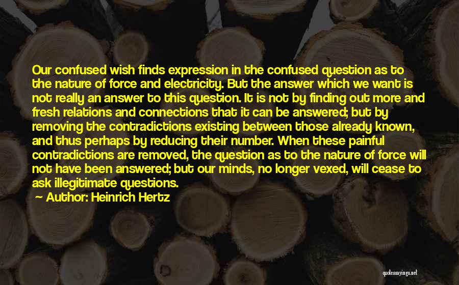 Heinrich Hertz Quotes: Our Confused Wish Finds Expression In The Confused Question As To The Nature Of Force And Electricity. But The Answer