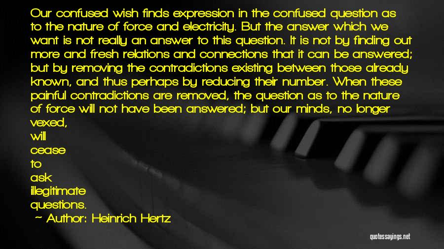 Heinrich Hertz Quotes: Our Confused Wish Finds Expression In The Confused Question As To The Nature Of Force And Electricity. But The Answer