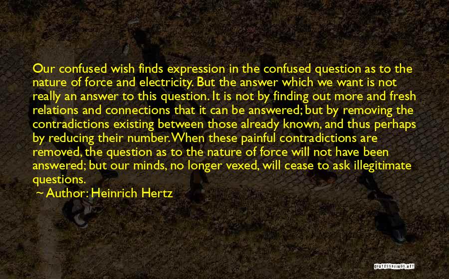 Heinrich Hertz Quotes: Our Confused Wish Finds Expression In The Confused Question As To The Nature Of Force And Electricity. But The Answer