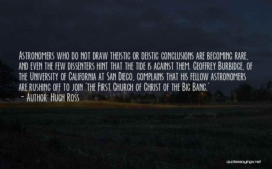 Hugh Ross Quotes: Astronomers Who Do Not Draw Theistic Or Deistic Conclusions Are Becoming Rare, And Even The Few Dissenters Hint That The