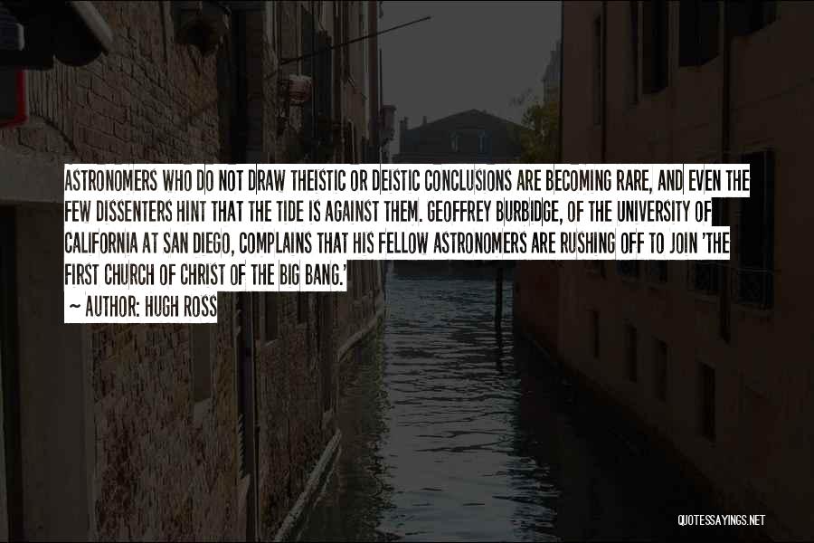 Hugh Ross Quotes: Astronomers Who Do Not Draw Theistic Or Deistic Conclusions Are Becoming Rare, And Even The Few Dissenters Hint That The