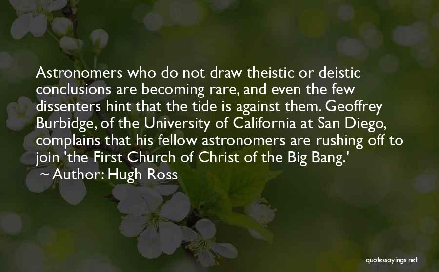 Hugh Ross Quotes: Astronomers Who Do Not Draw Theistic Or Deistic Conclusions Are Becoming Rare, And Even The Few Dissenters Hint That The