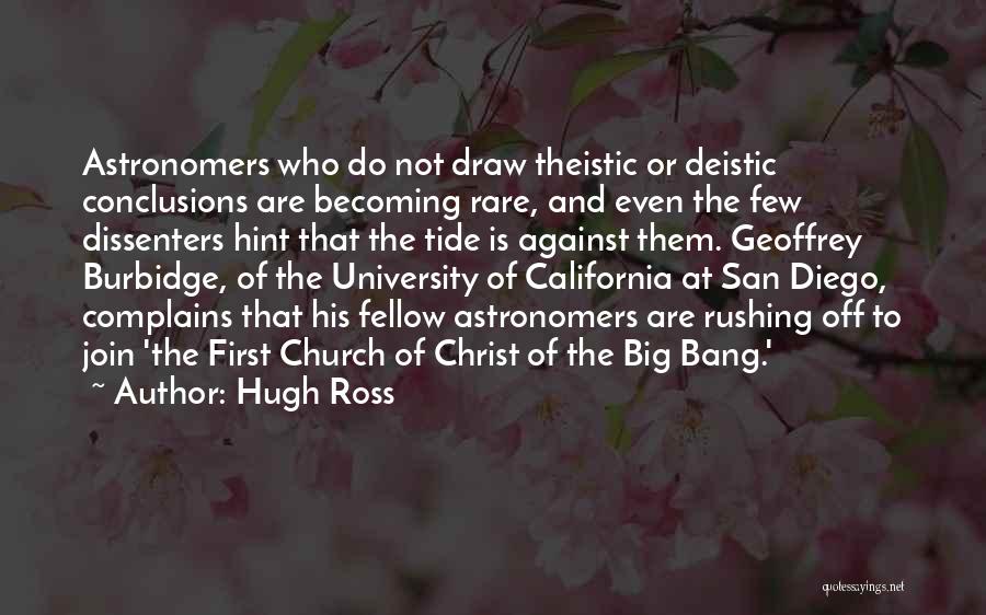 Hugh Ross Quotes: Astronomers Who Do Not Draw Theistic Or Deistic Conclusions Are Becoming Rare, And Even The Few Dissenters Hint That The