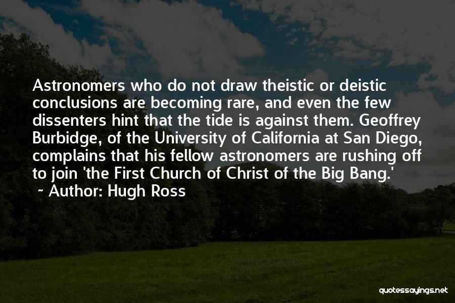 Hugh Ross Quotes: Astronomers Who Do Not Draw Theistic Or Deistic Conclusions Are Becoming Rare, And Even The Few Dissenters Hint That The