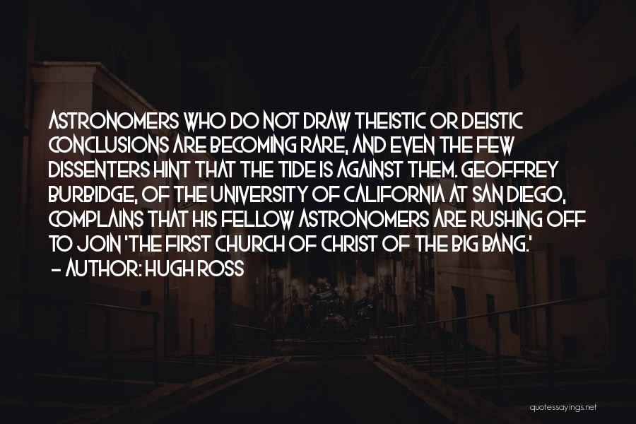 Hugh Ross Quotes: Astronomers Who Do Not Draw Theistic Or Deistic Conclusions Are Becoming Rare, And Even The Few Dissenters Hint That The