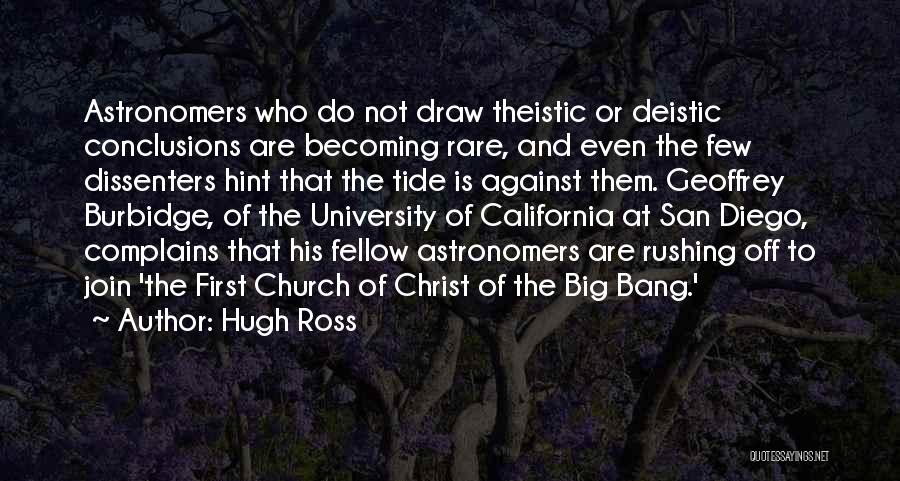 Hugh Ross Quotes: Astronomers Who Do Not Draw Theistic Or Deistic Conclusions Are Becoming Rare, And Even The Few Dissenters Hint That The