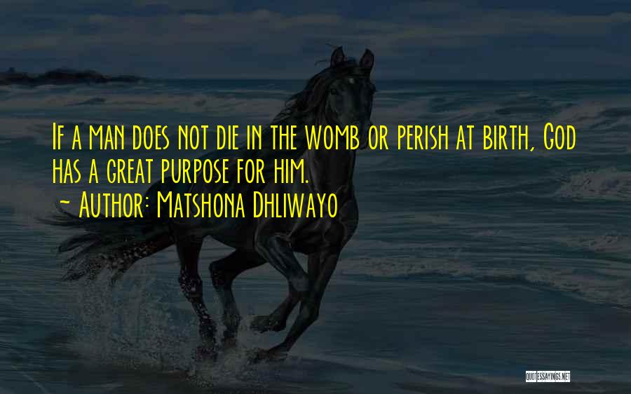 Matshona Dhliwayo Quotes: If A Man Does Not Die In The Womb Or Perish At Birth, God Has A Great Purpose For Him.