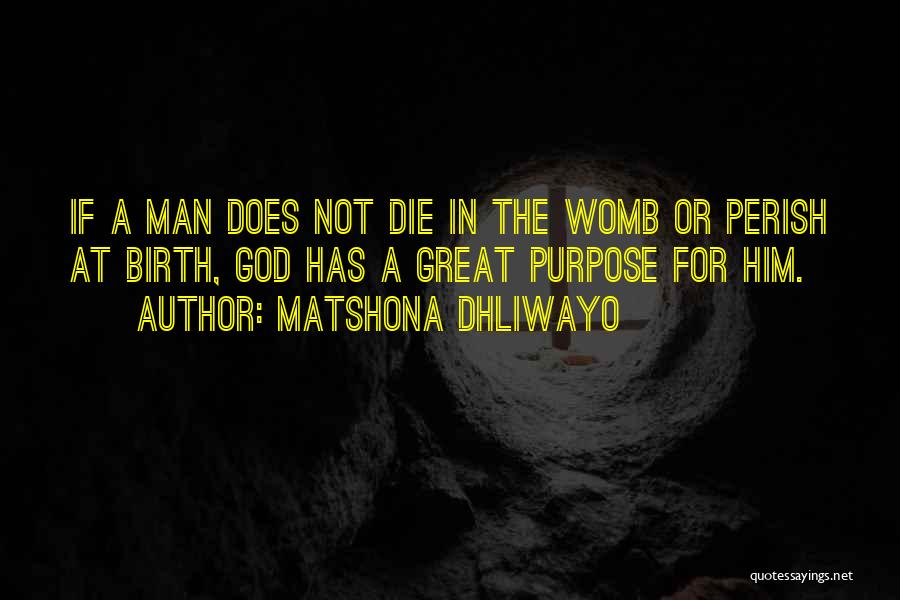 Matshona Dhliwayo Quotes: If A Man Does Not Die In The Womb Or Perish At Birth, God Has A Great Purpose For Him.
