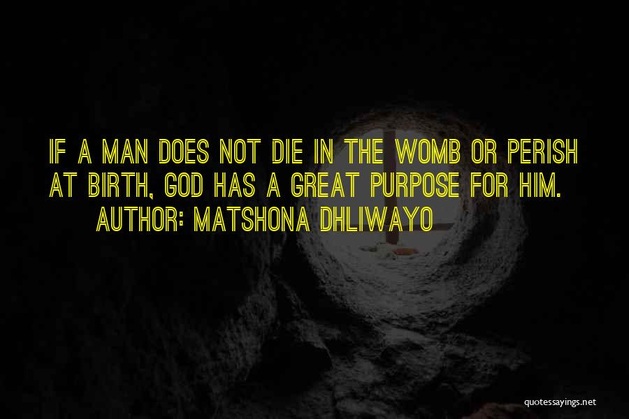 Matshona Dhliwayo Quotes: If A Man Does Not Die In The Womb Or Perish At Birth, God Has A Great Purpose For Him.