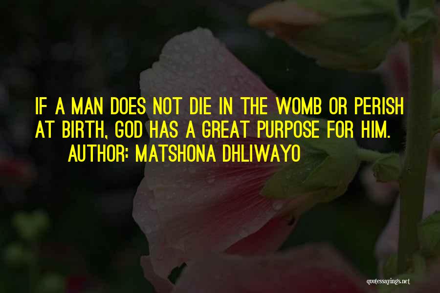 Matshona Dhliwayo Quotes: If A Man Does Not Die In The Womb Or Perish At Birth, God Has A Great Purpose For Him.