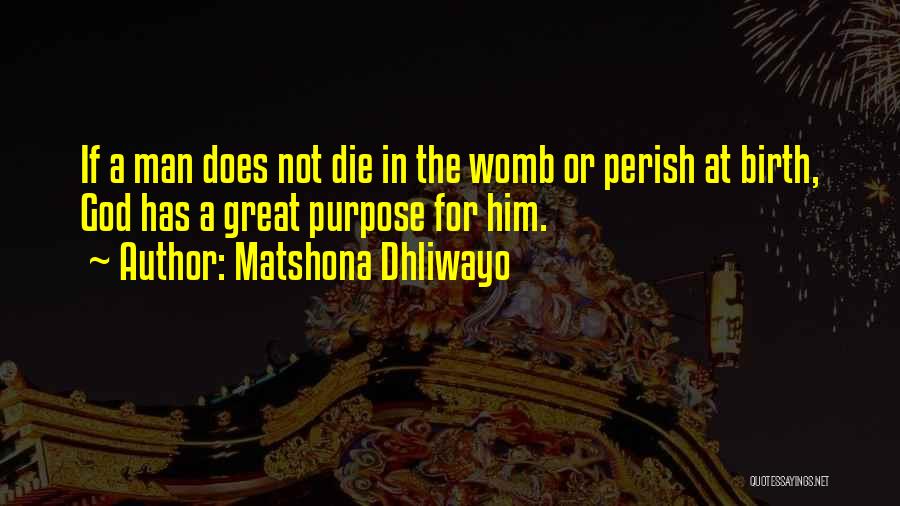 Matshona Dhliwayo Quotes: If A Man Does Not Die In The Womb Or Perish At Birth, God Has A Great Purpose For Him.