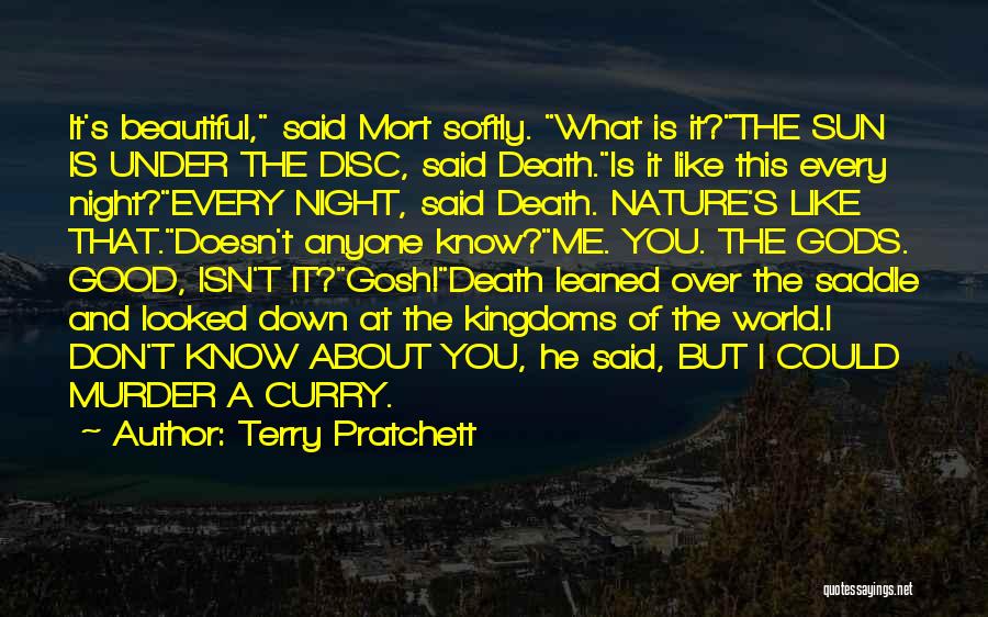 Terry Pratchett Quotes: It's Beautiful, Said Mort Softly. What Is It?the Sun Is Under The Disc, Said Death.is It Like This Every Night?every