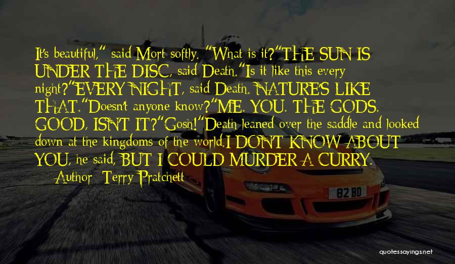 Terry Pratchett Quotes: It's Beautiful, Said Mort Softly. What Is It?the Sun Is Under The Disc, Said Death.is It Like This Every Night?every